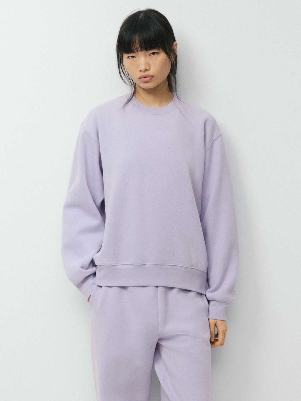 Aritzia TNA Cozy Fleece Boyfriend Crew Sweatshirt - Lilac Purple